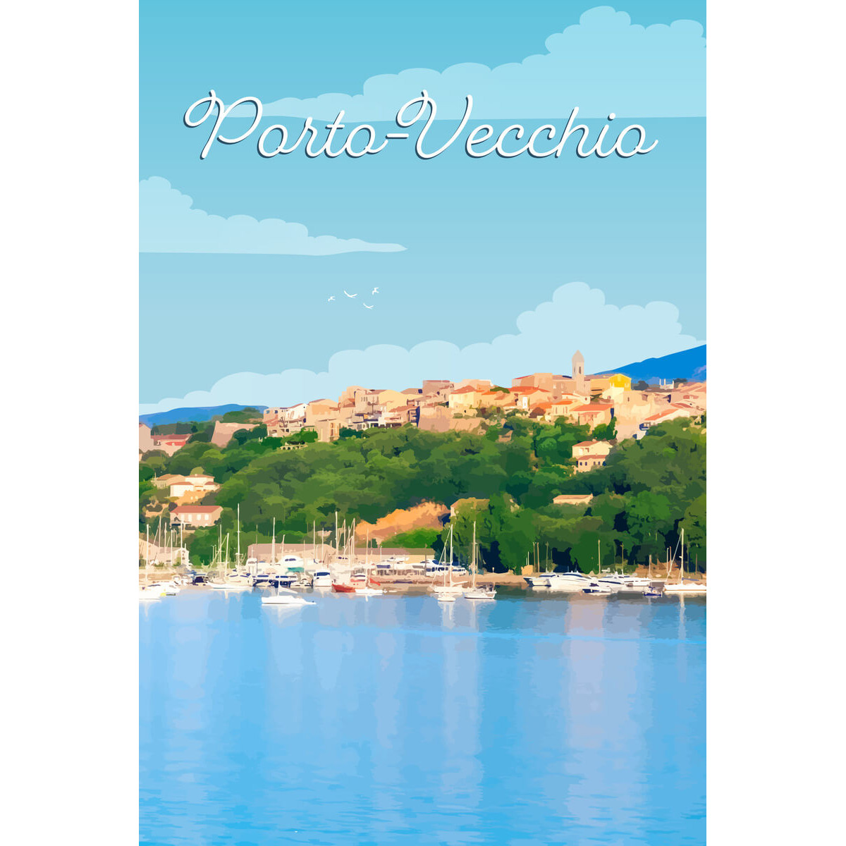 Tableau Mural Illustration Porto Vecchio ILLUSTRATION tableaux sur toile-bleu, CEANOTHE
