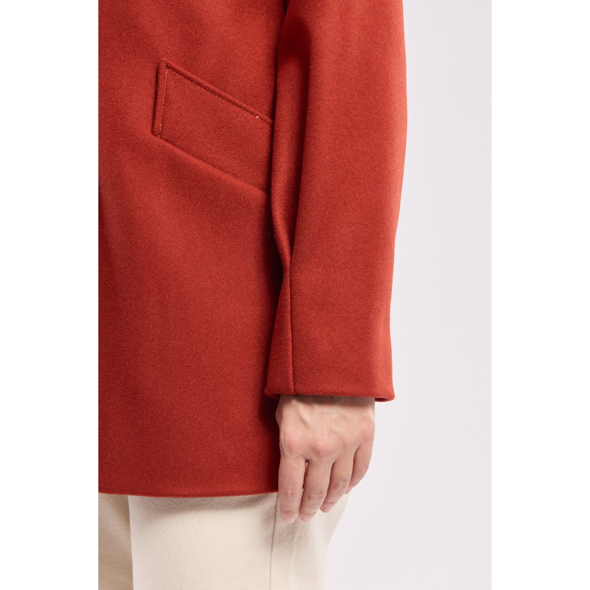 Caban boutonné en drap de laine terre cuite, ARMOR-LUX