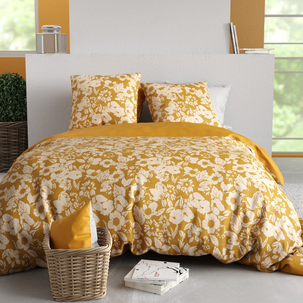Parure housse de couette en coton, Molly beige, C DESIGN HOME TEXTILE