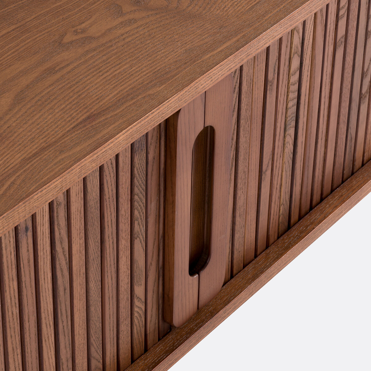 Meuble TV en frêne et plaqué, 2 portes coulissantes, largeur 160 cm, WAPONG noyer, LA REDOUTE INTERIEURS