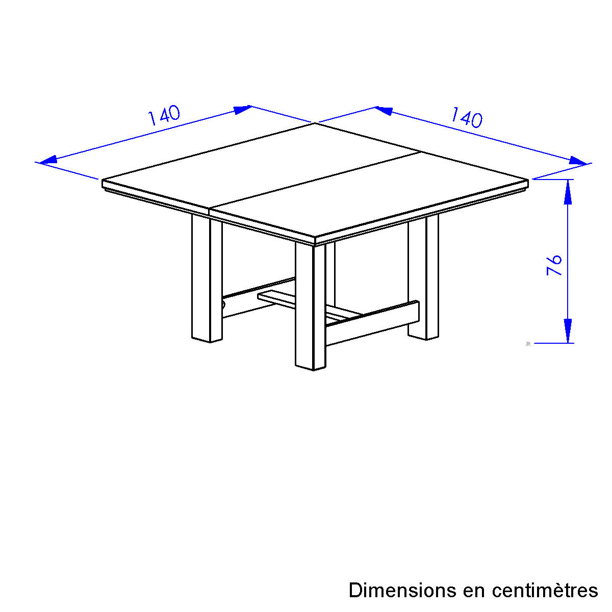 Table carrée et pied massif beige, GAMI