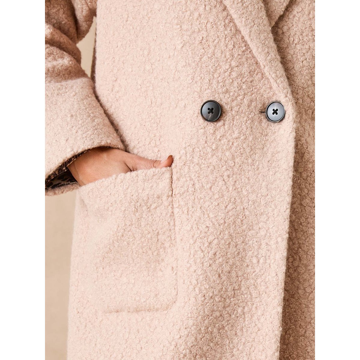 Manteau croisé tissu bouclette beige, DAXON