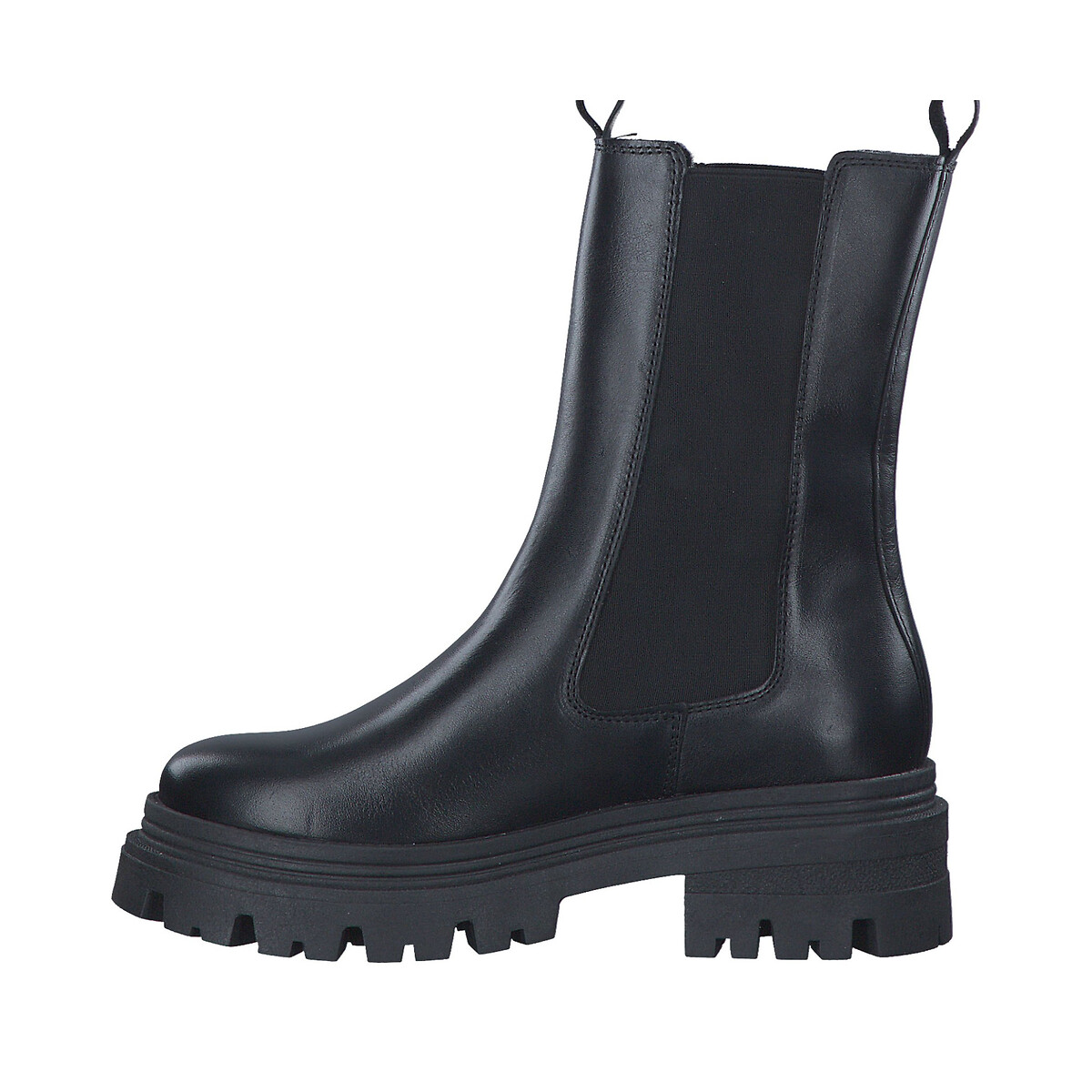 Stivali chelsea alti in pelle nero , TAMARIS