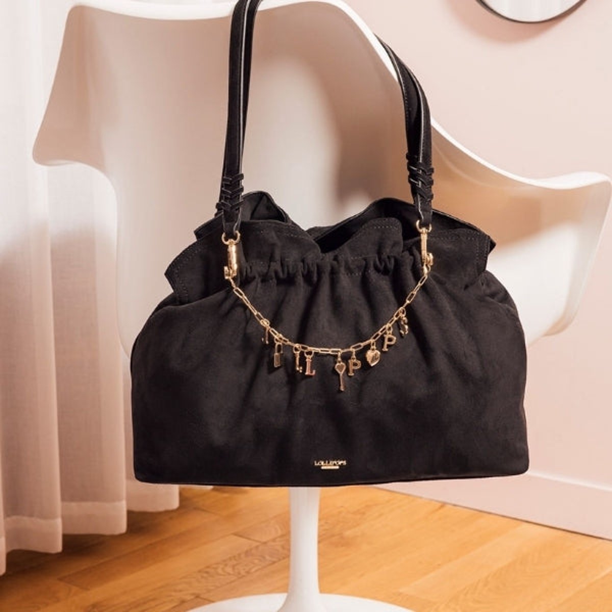 Sac shopper M Teana noir,doré, LOLLIPOPS