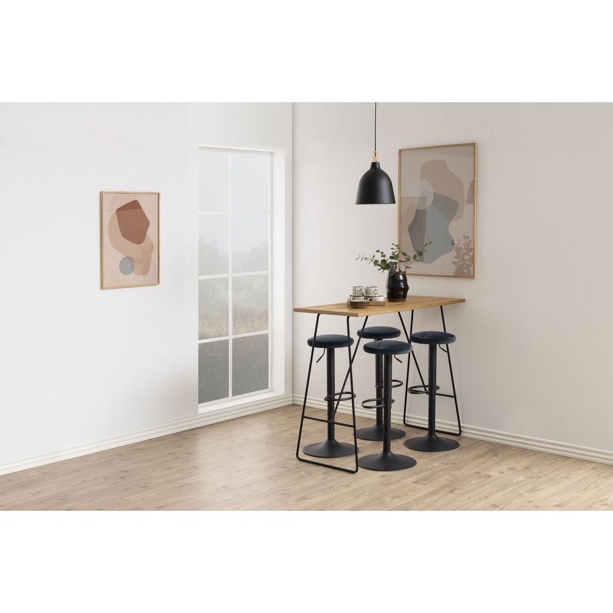 Lot de 2 tabourets de bar avec hauteur réglable en tissu et métal FINCH gris, TOILINUX