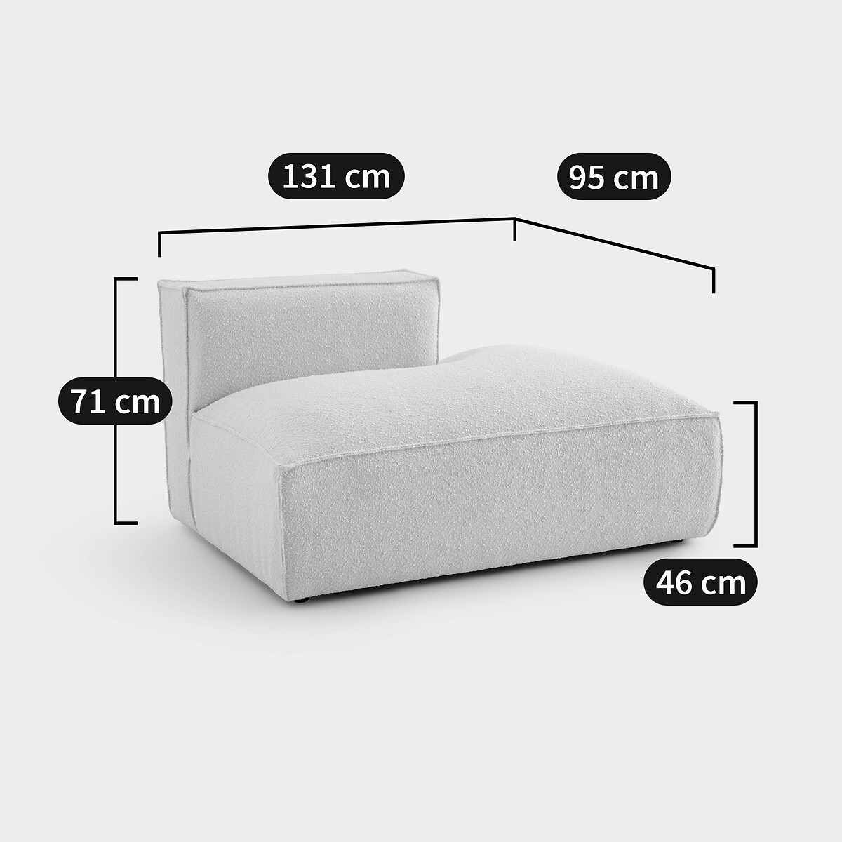 Elément récamière droite pour canapé modulable, en velours vintage côtelé, SEVEN bronze, LA REDOUTE INTERIEURS