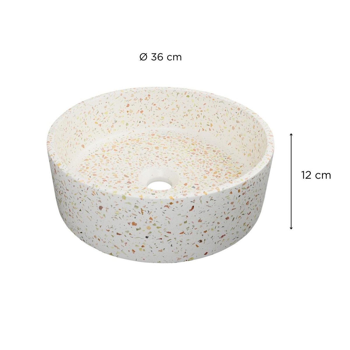 Vasque à poser ronde en terrazzo 36cm ADALA beige, MOB IN