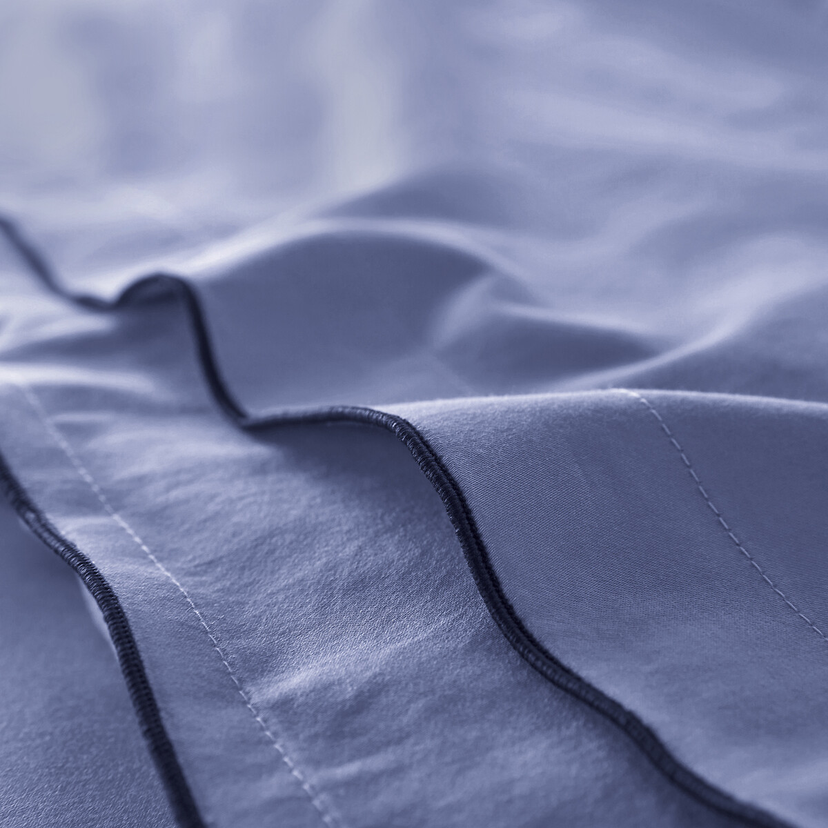 Housse de couette de satin de coton lavé, 118 fils, Victor uni bleu pervenche, LA REDOUTE INTERIEURS