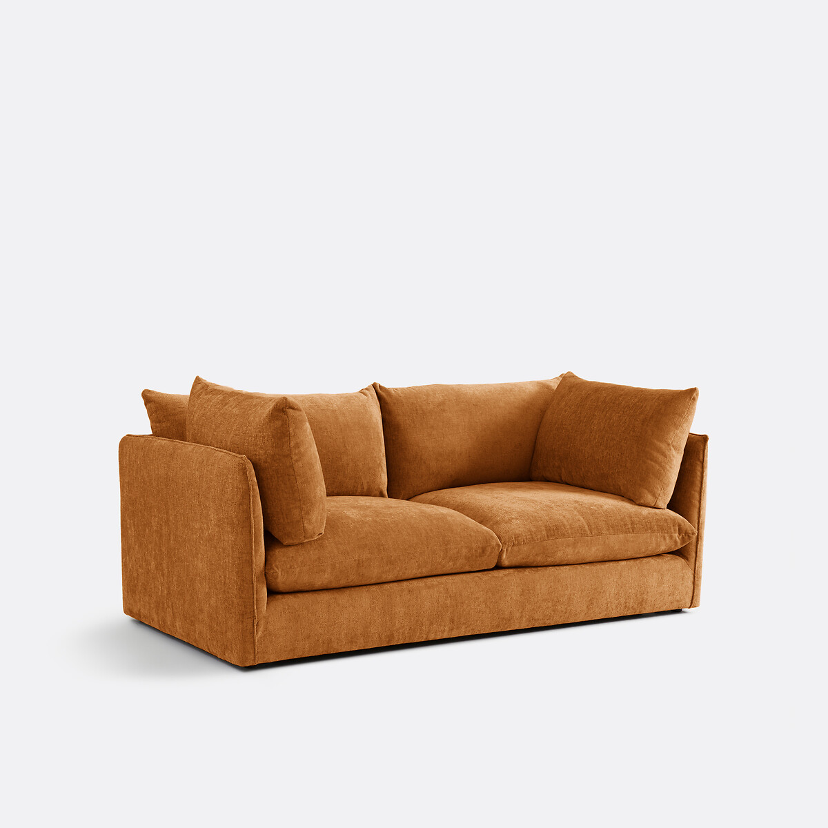 Sofá direito, 3 lugares, em veludo texturado espesso, MALO castanho-esquilo, LA REDOUTE INTERIEURS