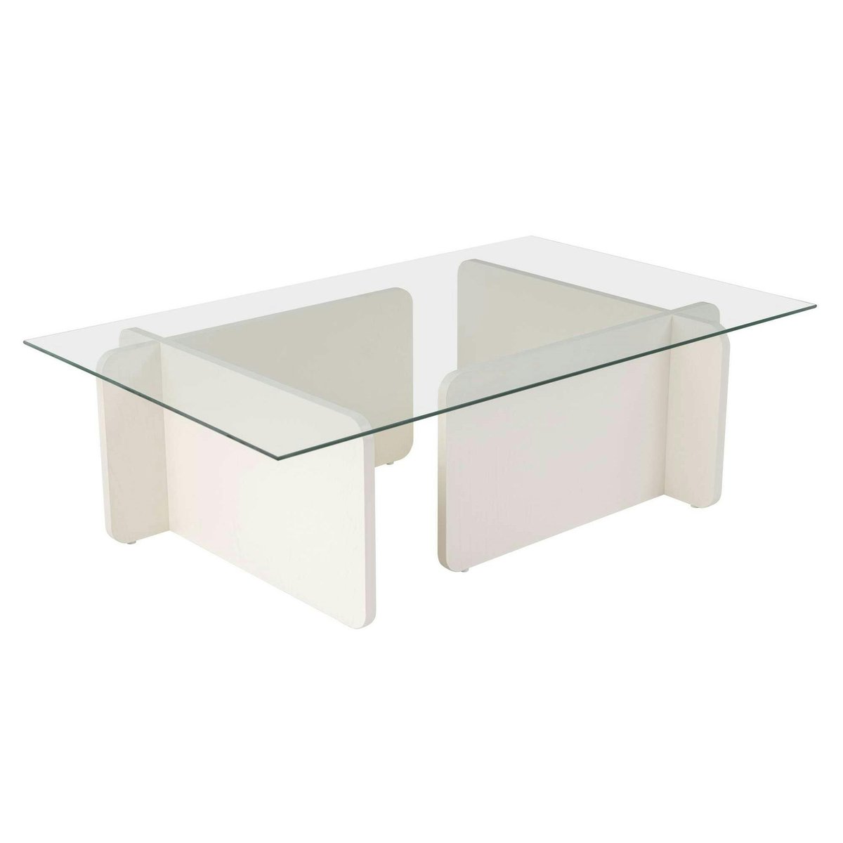 Table basse déstructurée, plateau verre SALTA blanc, PIER IMPORT