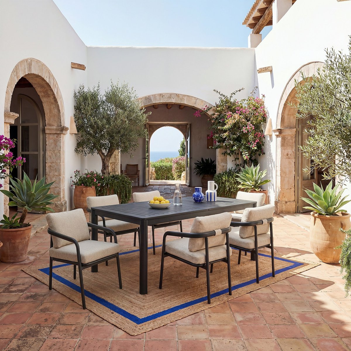 Table de jardin extensible en aluminium NISA gris anthracite, HABITAT