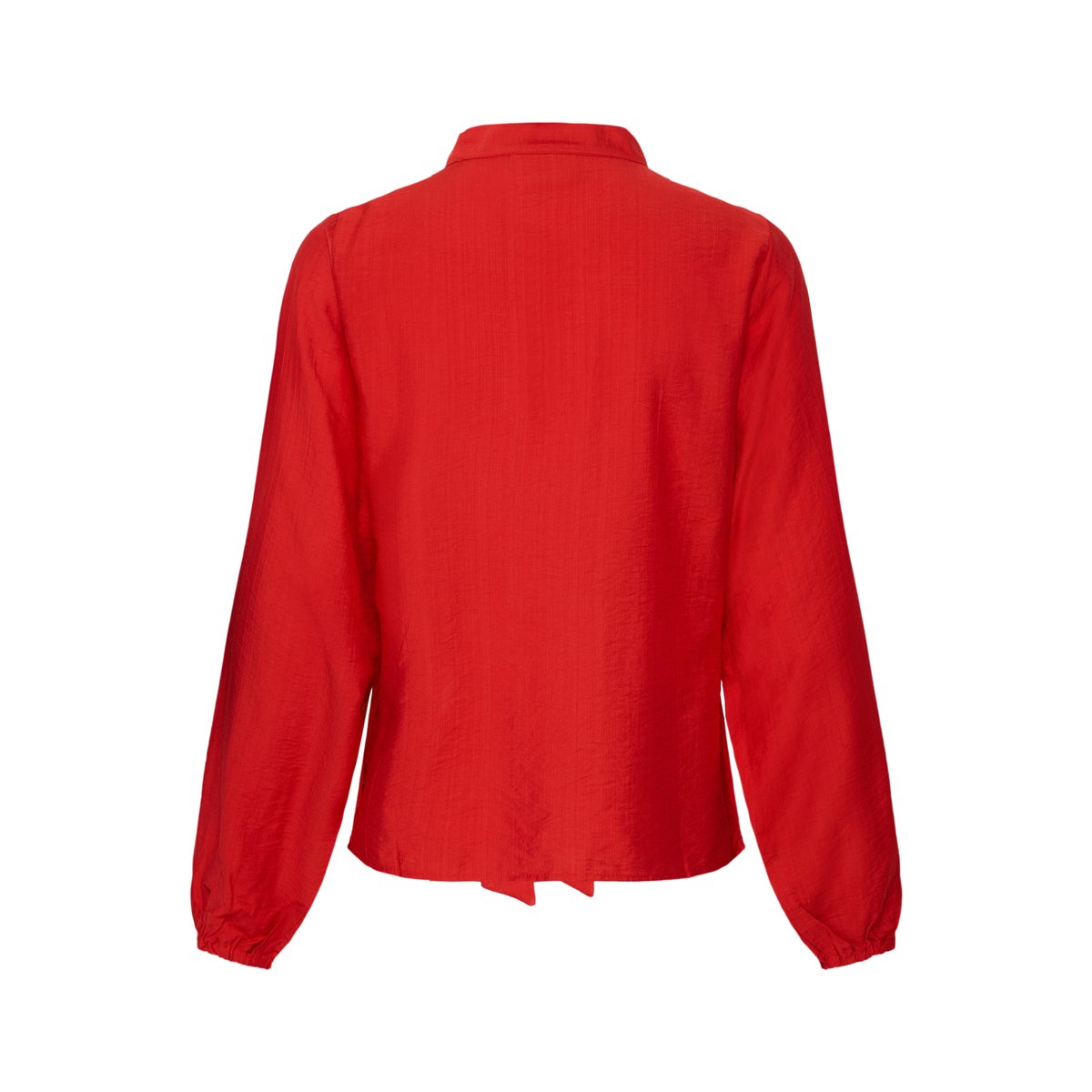 Blouse manches longues à nouer au col rouge salsa, ICHI