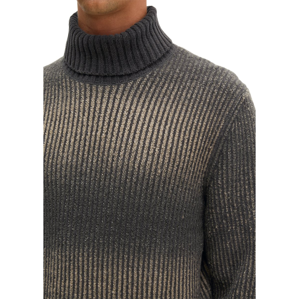 Pull à col roulé coupe classique en mélange de coton bio et de laine vierge, très doux beige, MARC O'POLO