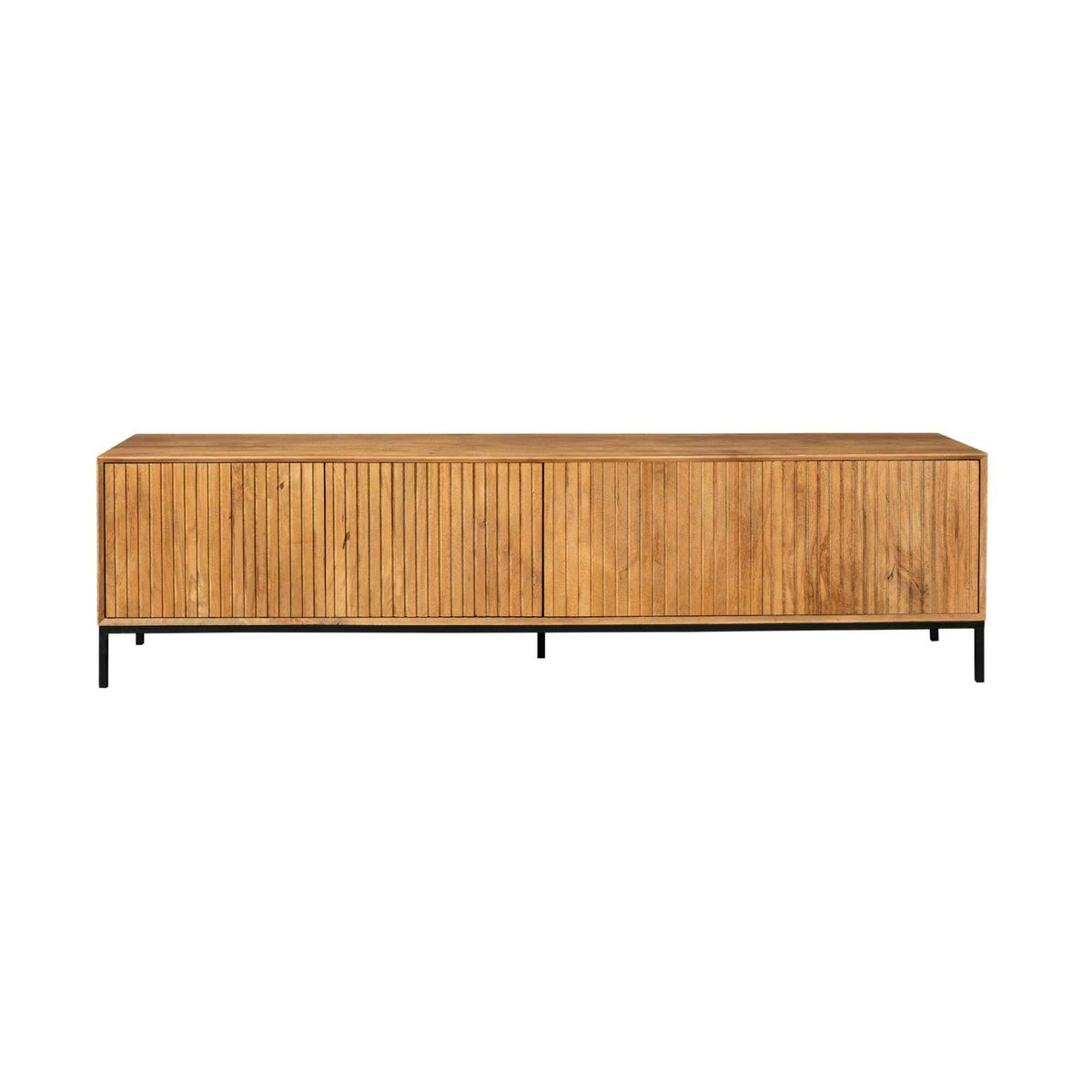 Meuble TV 4 portes bois rainuré CORTINA bois, PIER IMPORT