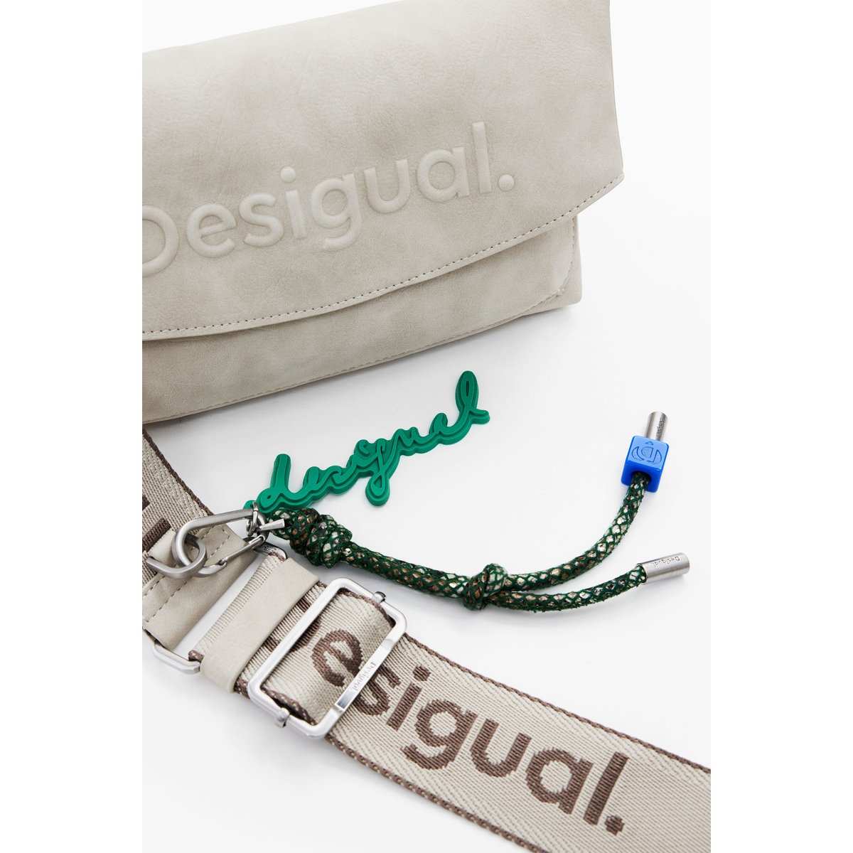 Sac à rabat logo 3D moyen marron, DESIGUAL