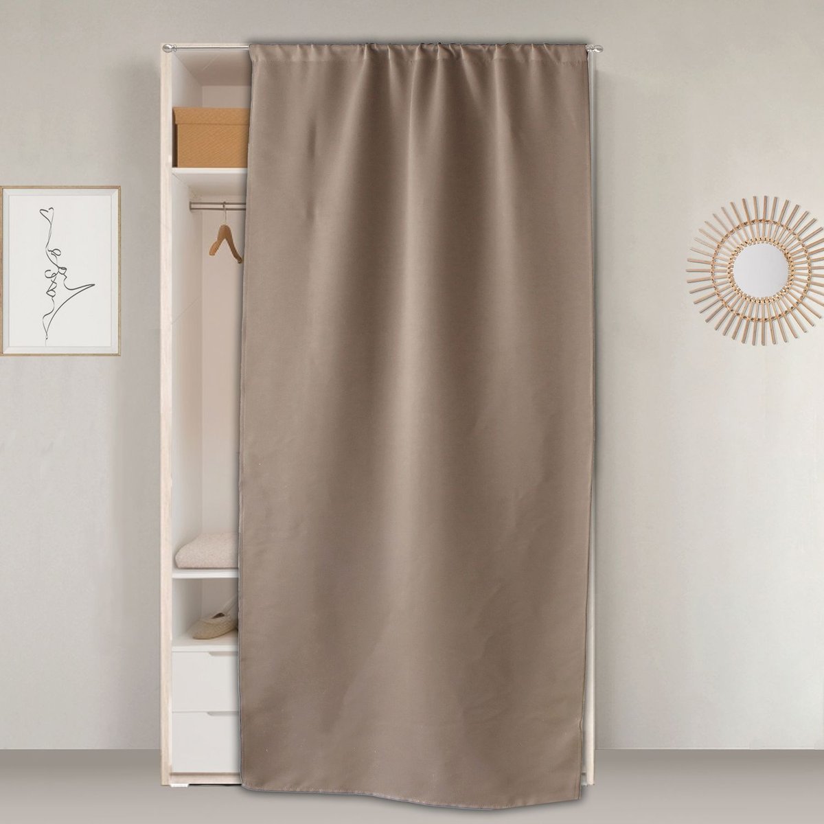 Rideau de porte occultant REGLISSE beige, TOILINUX