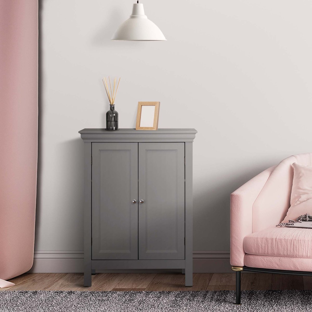 Meuble Bas Rangement Salle Bain STRATFORD gris, TEAMSON HOME