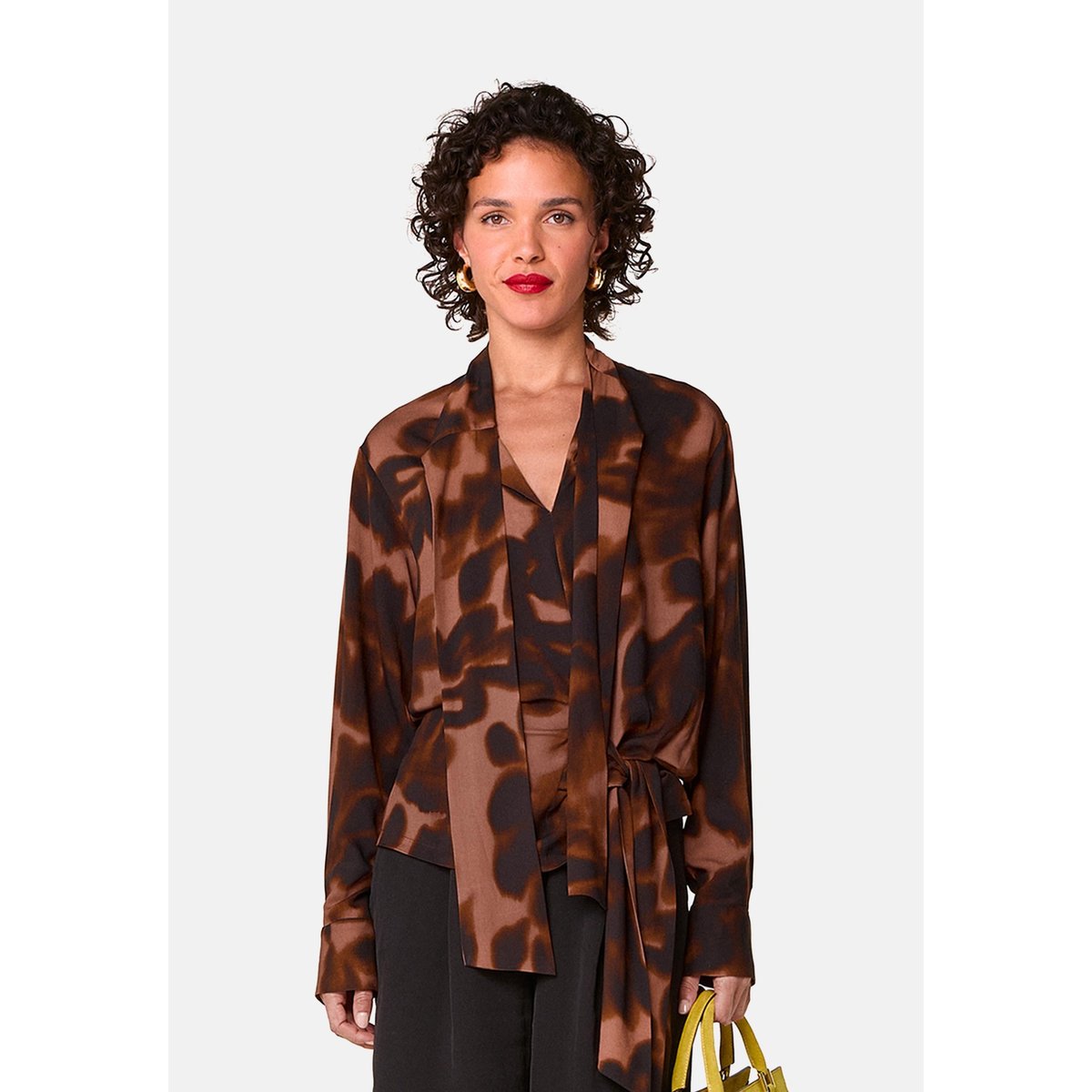 Chemise lavallière imprimée marron, RODIER