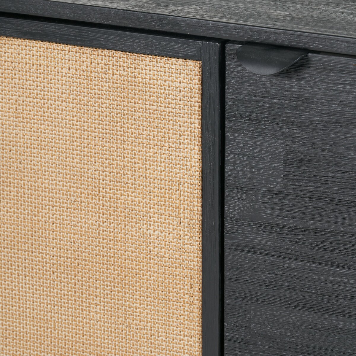 Fenix Acacia Rattan 4 Door Sideboard black/natural, ÉDITÉ
