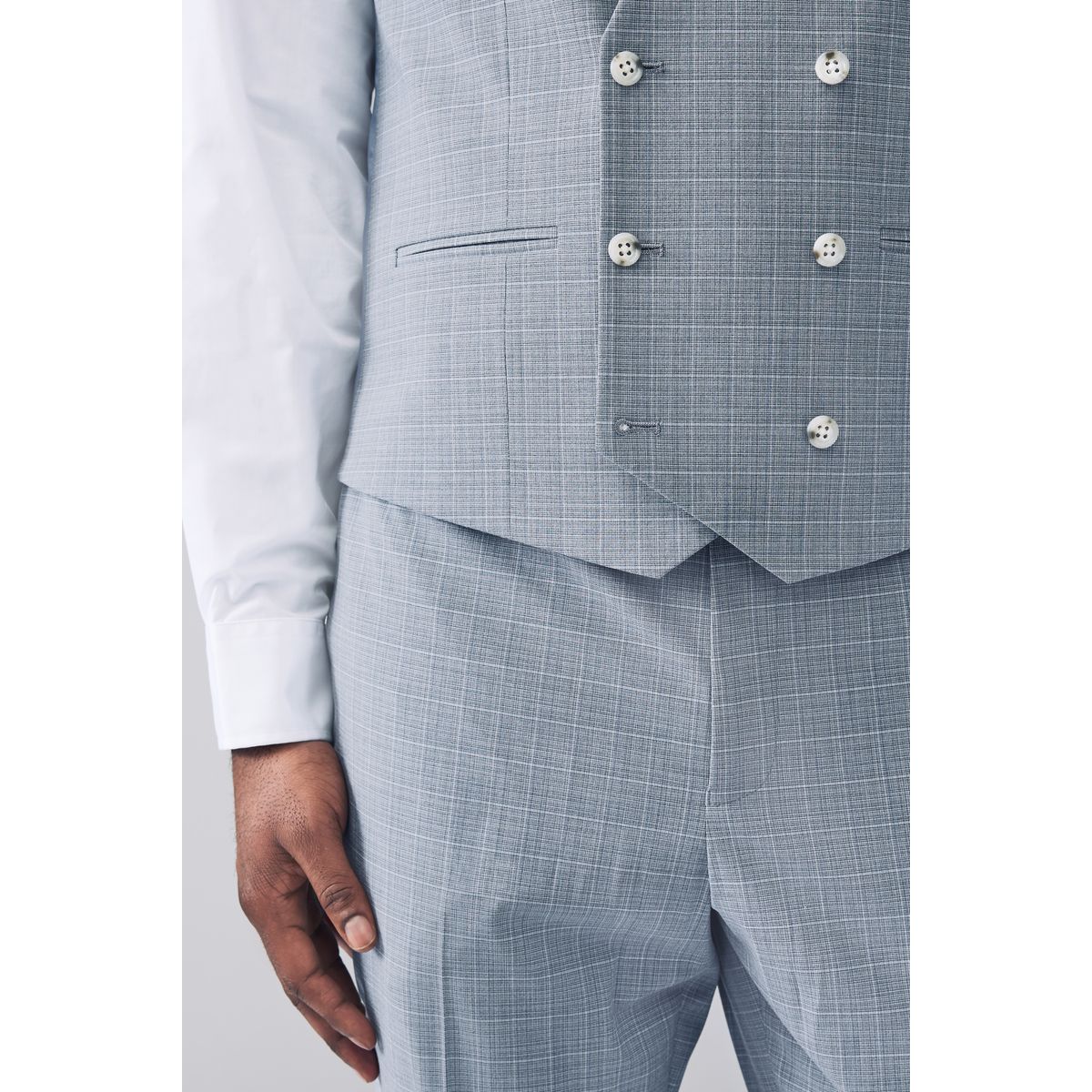 Gilet de costume aux carreaux bleu clair, NEXT