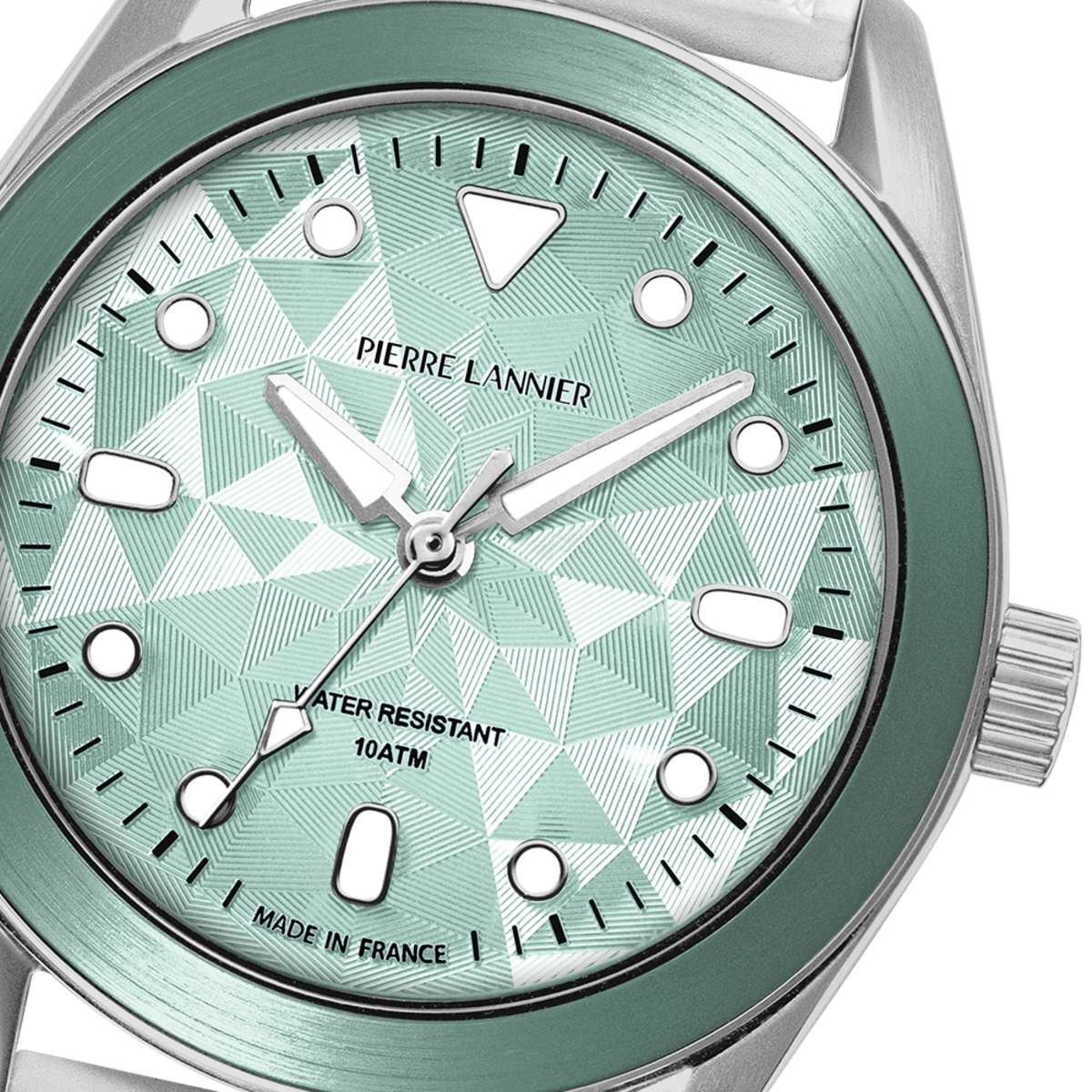 Montre Analogique BORA argenté vert blanc, PIERRE LANNIER