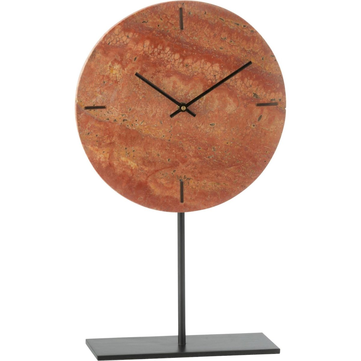 Horloge ronde en pierre terracotta et noir, RECOLLECTION