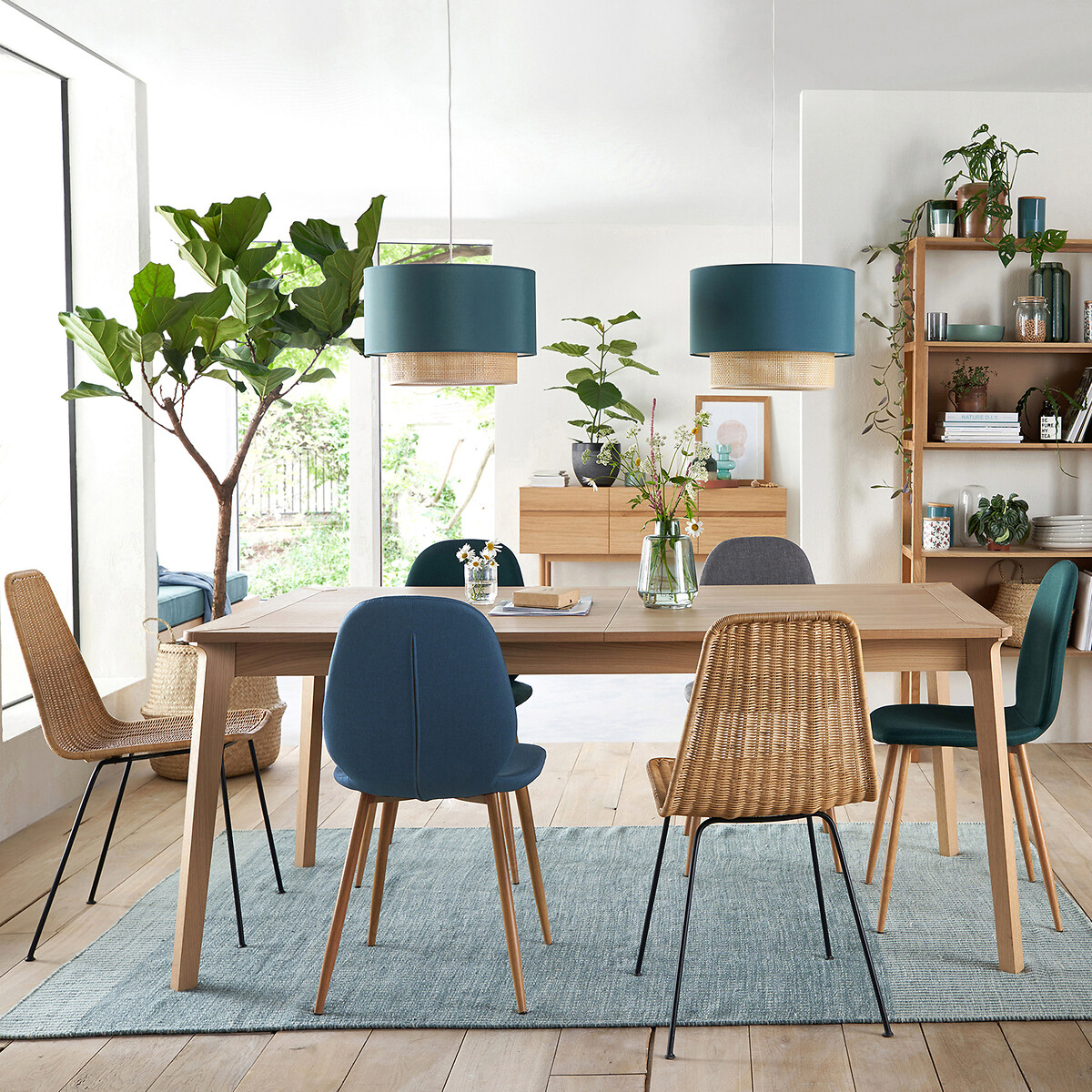 Table à manger, extensible, en plaqué chêne, 6 à 10 couverts, PULLY chêne, LA REDOUTE INTERIEURS