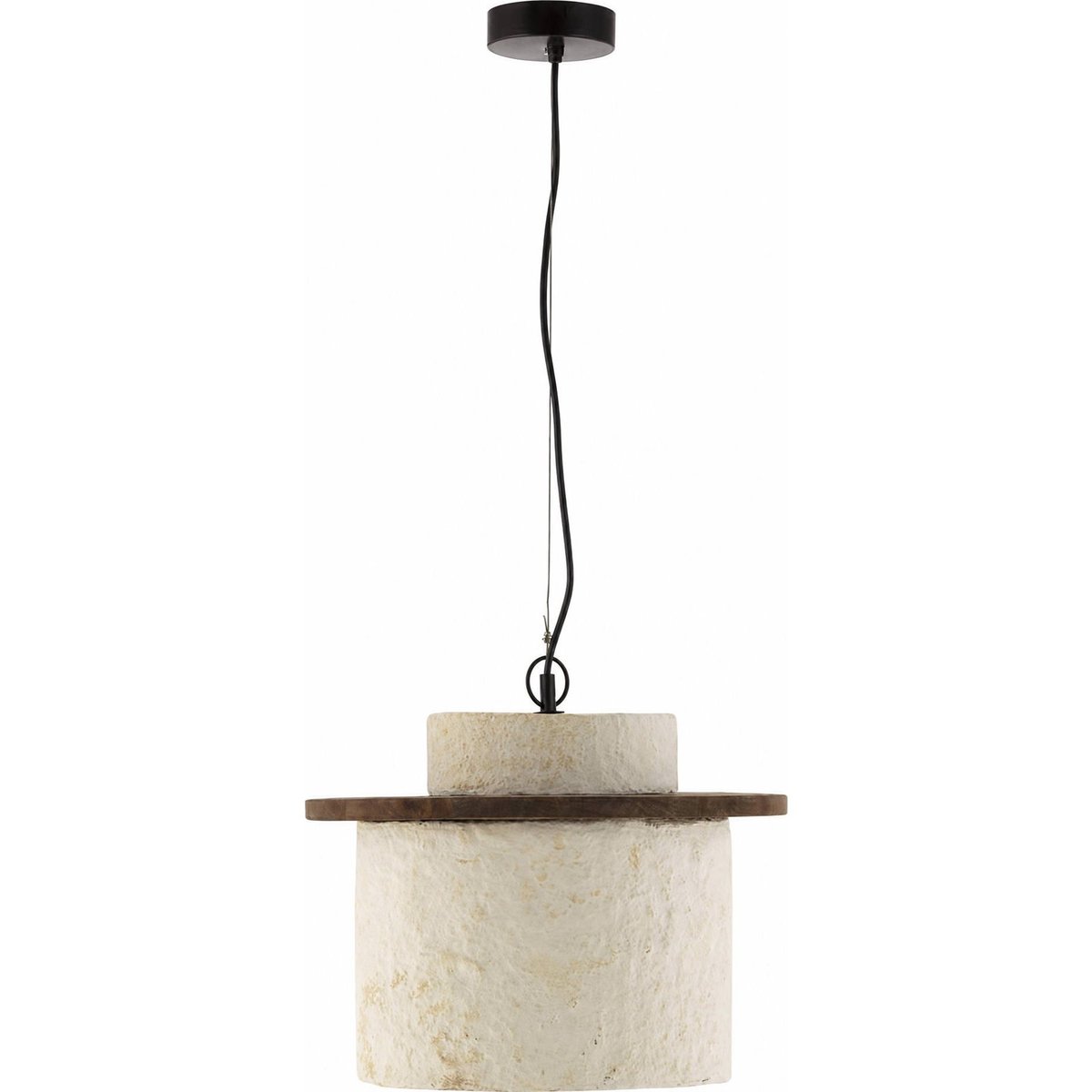 Suspension en papier mâché et bois beige vieilli, brun et noir, RECOLLECTION