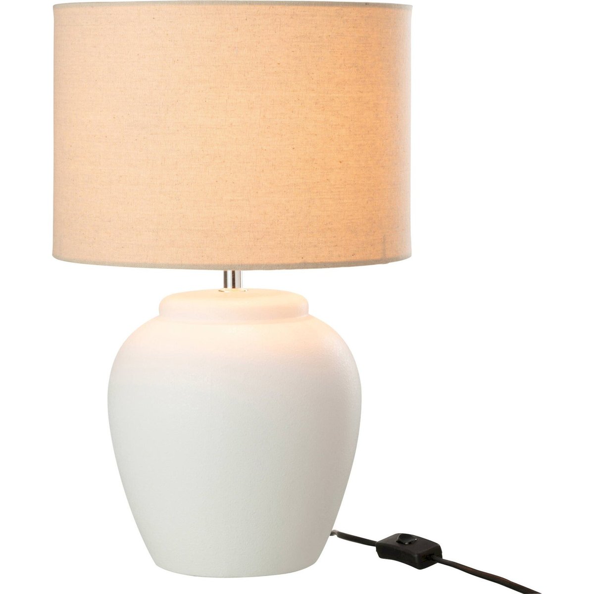 Lampe de salon en poterie, Abat-jour en lin blanc poterie et lin naturel, RECOLLECTION