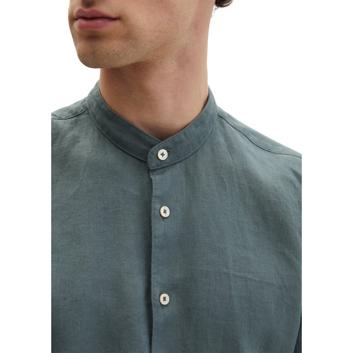 Chemise à col droit regular en pur lin anthracite, MARC O'POLO