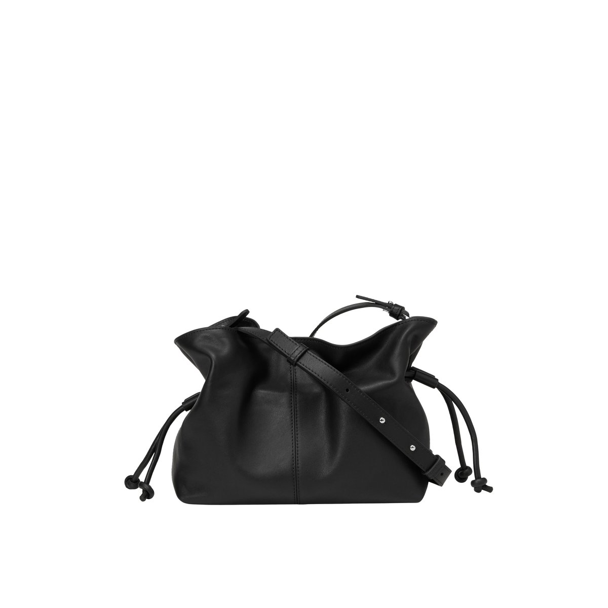 Sac à bandoulière modèle Simona small en cuir de vache souple noir, MARC O'POLO