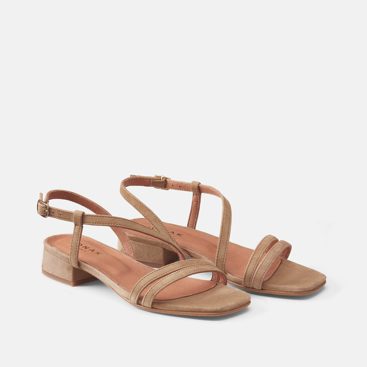 Sandales petits talons en cuir velours Anaya camel, JONAK