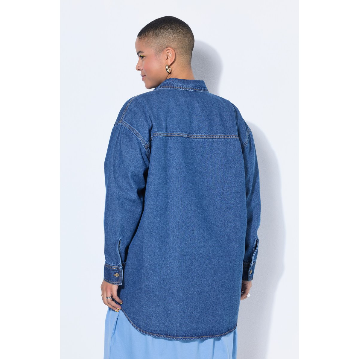 Chemisier en jean oversize, col chemise jean bleu foncé, STUDIO UNTOLD