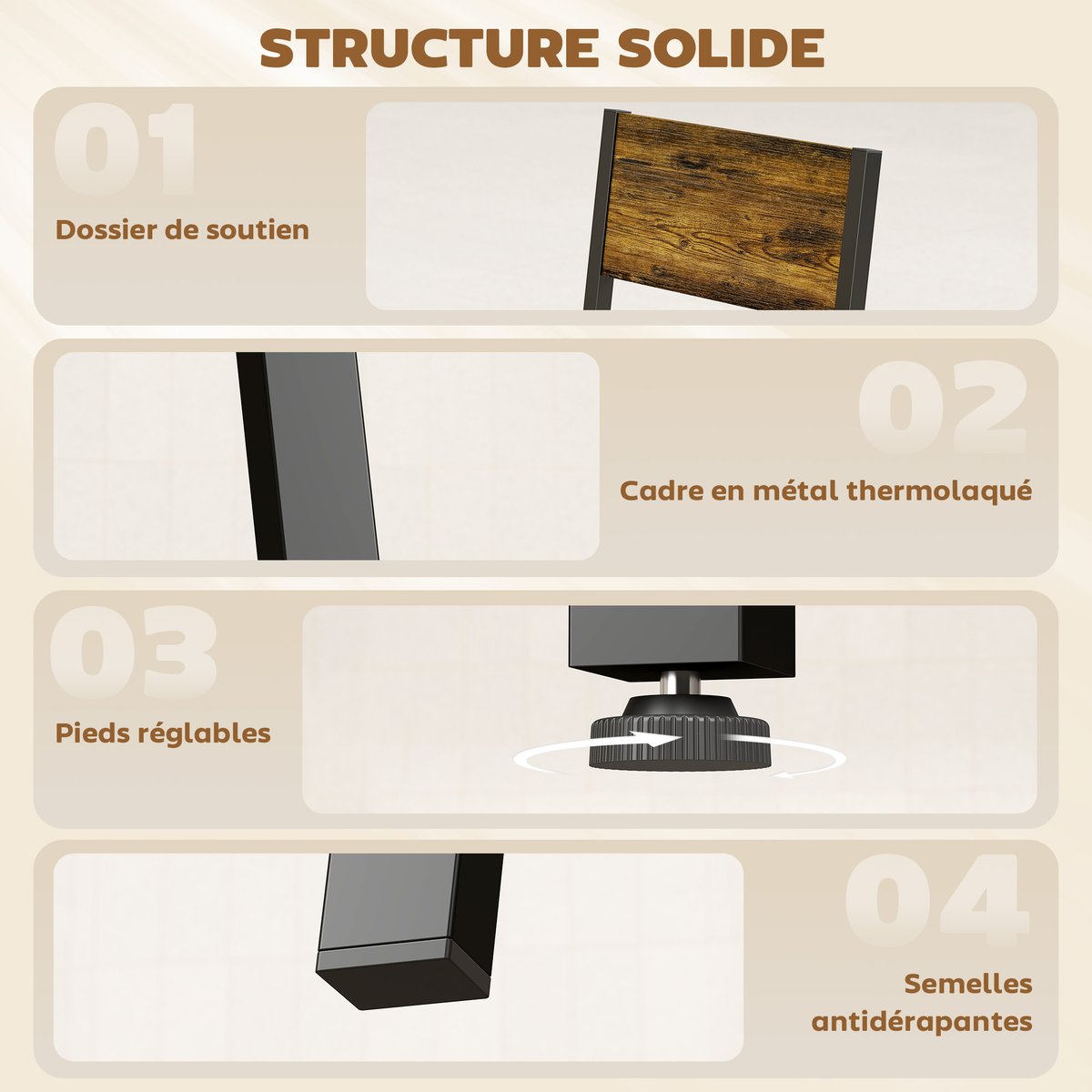 Ensemble de table à manger Panneau de brun rustique, noir, HOMCOM