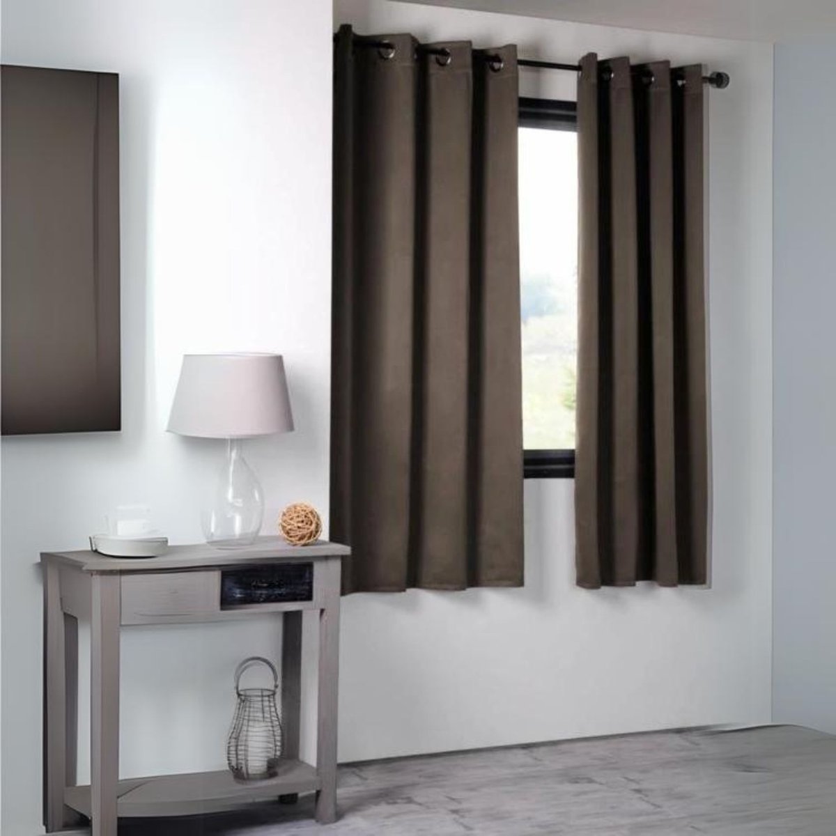 Rideau occultant uni 210gr/m2 taupe, LOVELY CASA