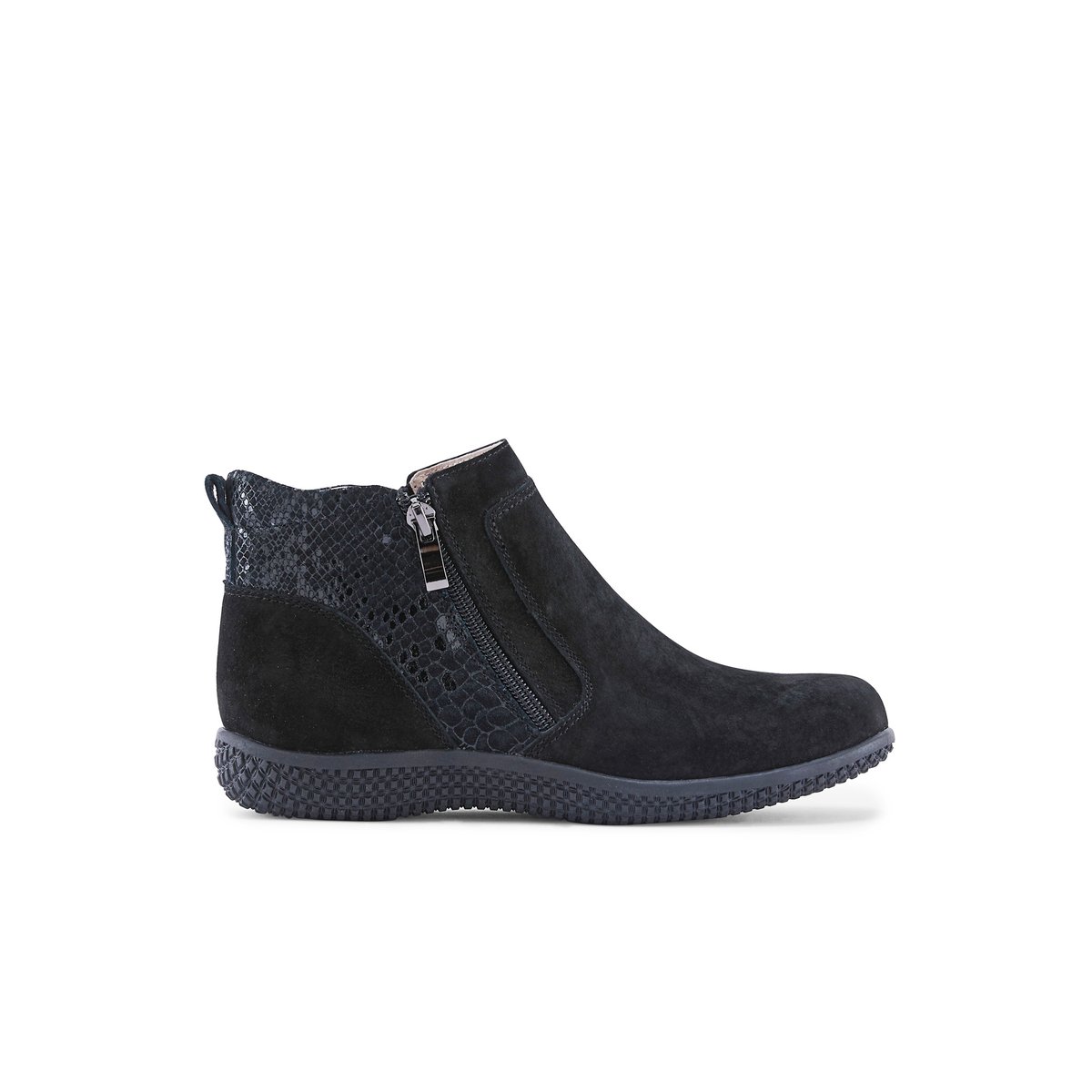Bottines zippées cuir velours noir, PEDICONFORT