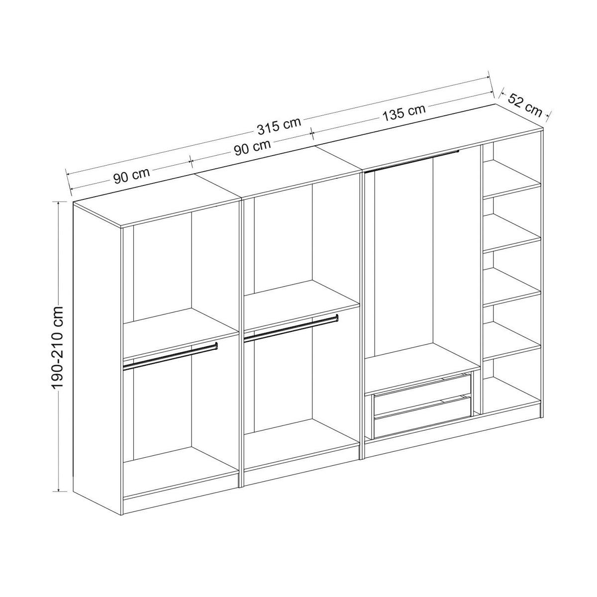 Dressing design 7 portes verre noir & cadre effet noyer BYRON bois naturel, PIER IMPORT