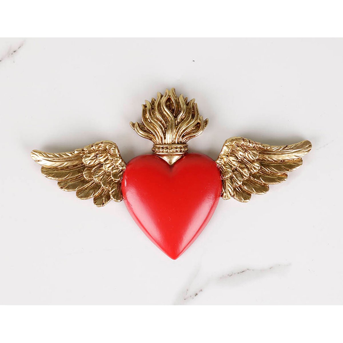 Déco murale ex-voto ailes 12x7.5cm rouge, EMDE