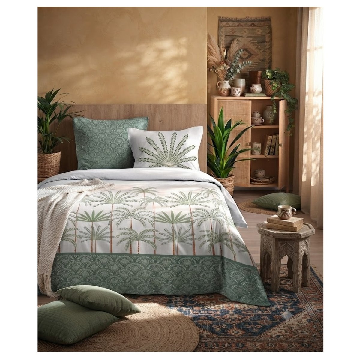 Parure de lit Collection Sous les palmiers vert, EDEN