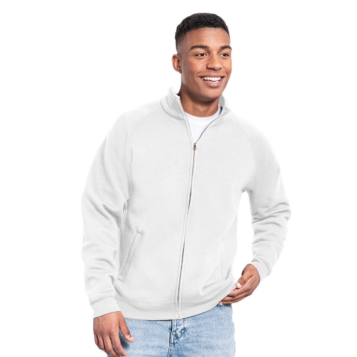 Veste de survêtement ICONIC PREMIUM blanc, FRUIT OF THE LOOM