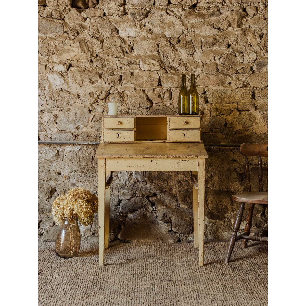 Secrétaire en bois jaune Edouard N°709 - Bon état jaune, DEBONGOUT