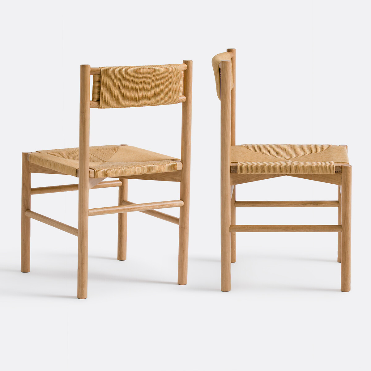 Lot 2 chaises chêne et corde de papier, Marrathy chêne, LA REDOUTE INTERIEURS