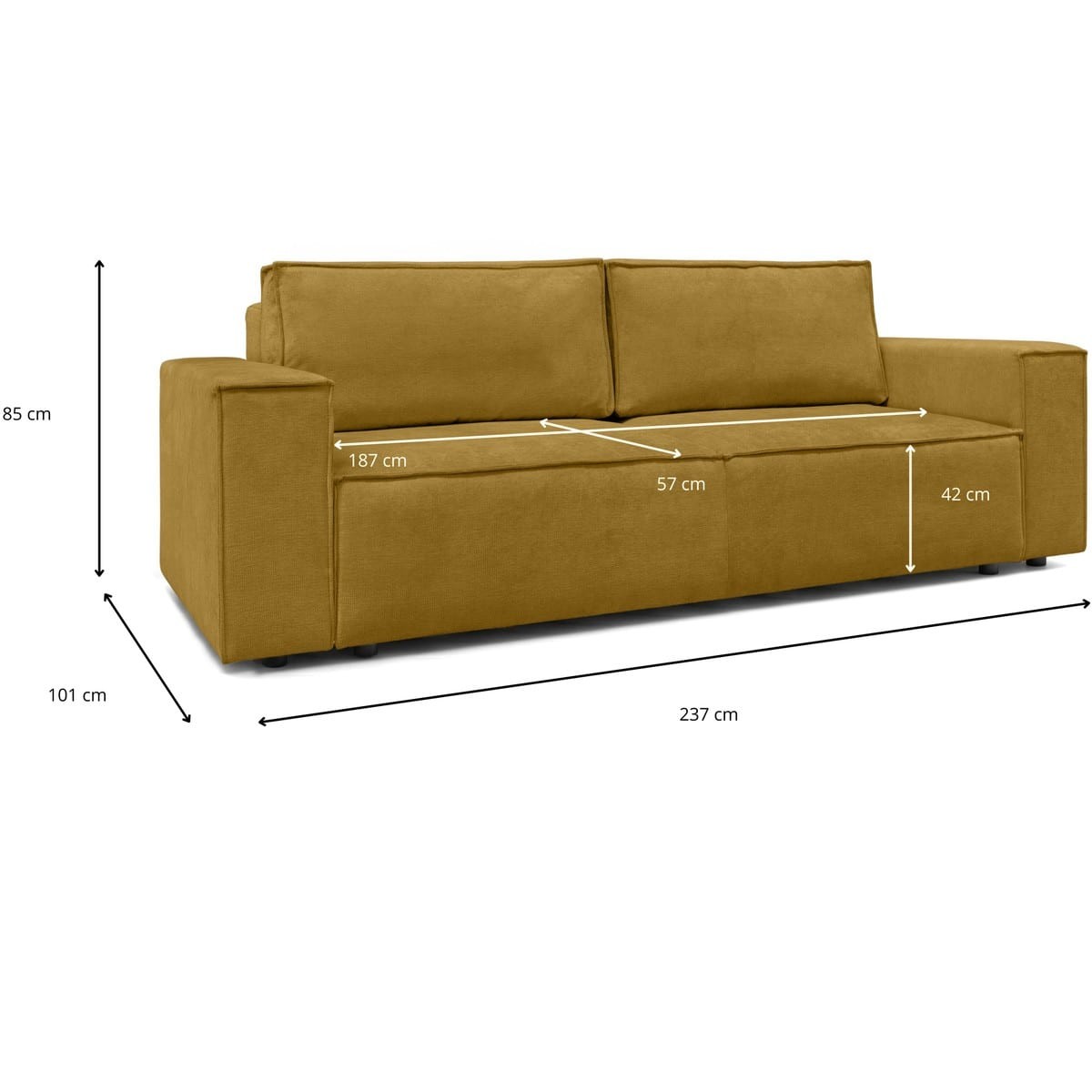 Canapé convertible 3 places en tissu chenille - HARPER bronze, HOMIFAB