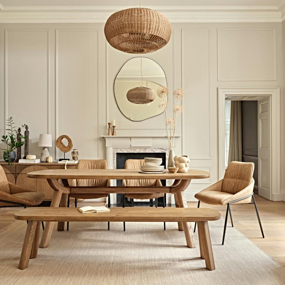 Table à manger moderne en chêne 200 cm KYOTO bois naturel, PIER IMPORT