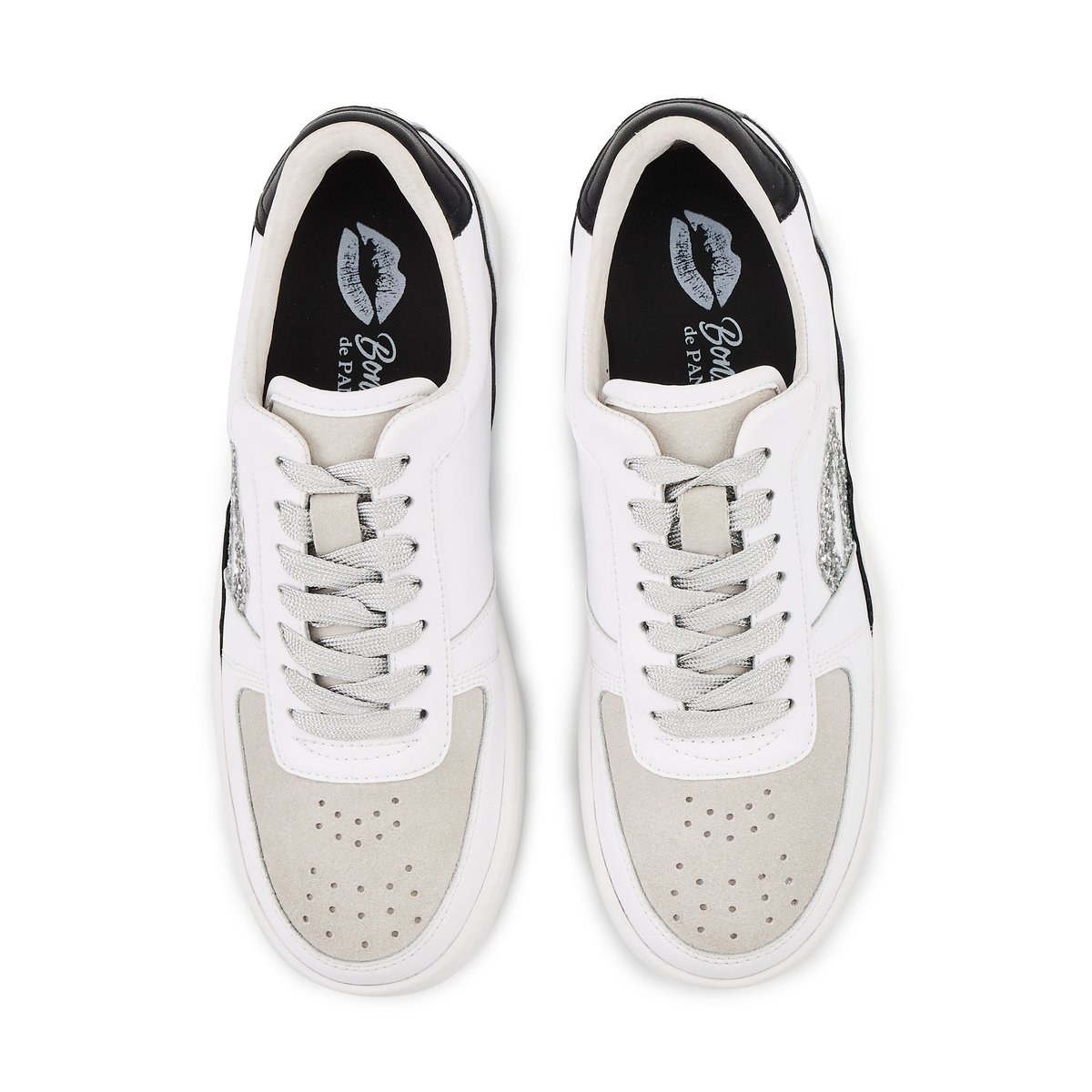 Baskets En Cuir Loulou blanc silver, BONS BAISERS