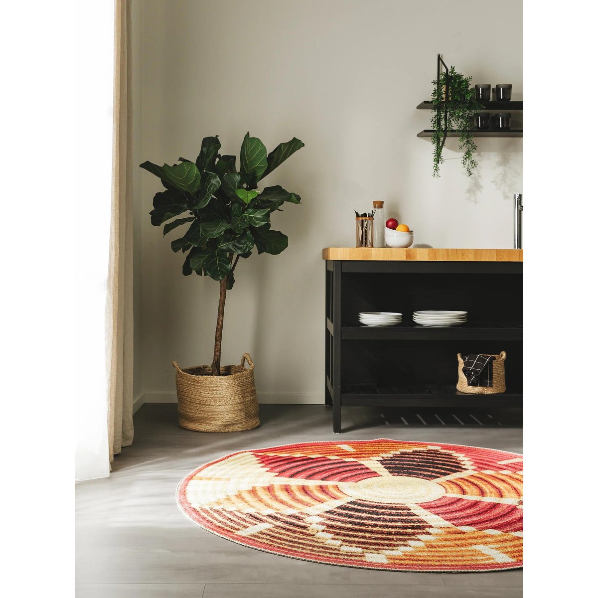 Tapis d'extérieur & intérieur rond KENYA multicouleur, BENUTA