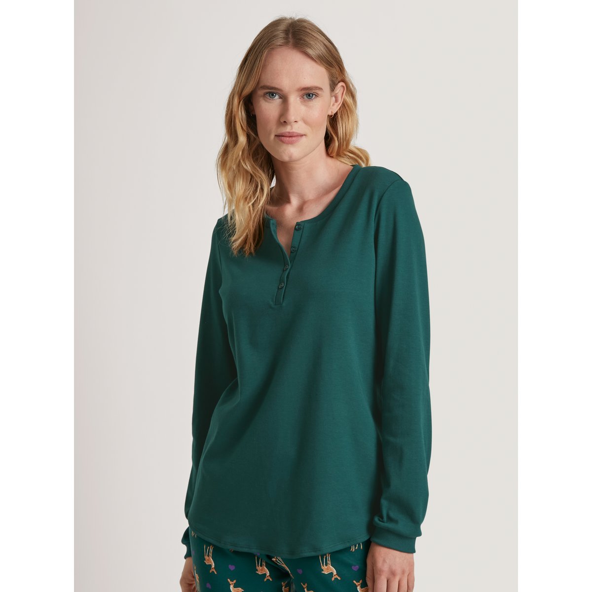 T-shirt à manches longues manches longues Coton FAVOURITES rouge grenade pin ponterosa, CALIDA