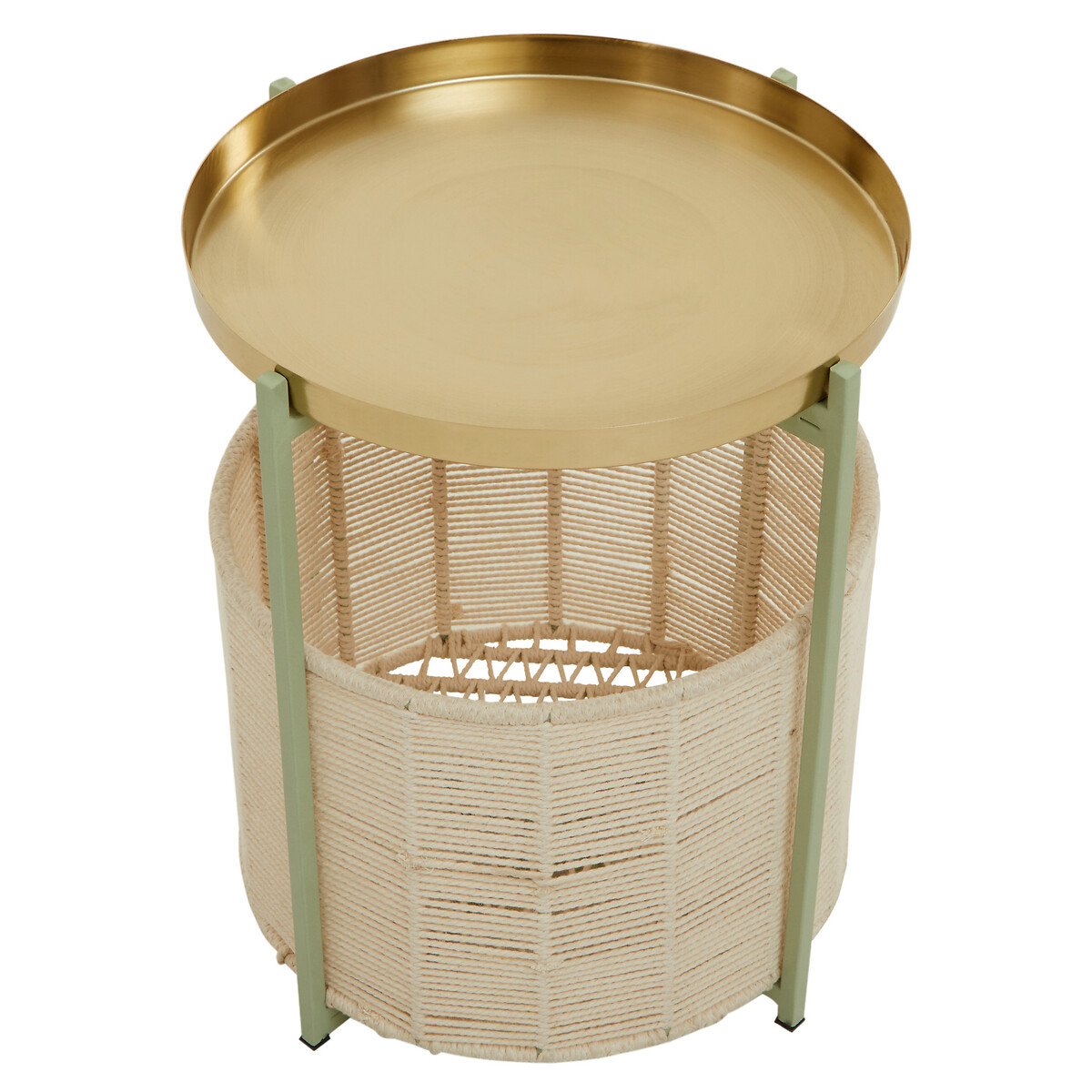 Pastel Metal Side Table with Cotton Storage Basket green, SO'HOME
