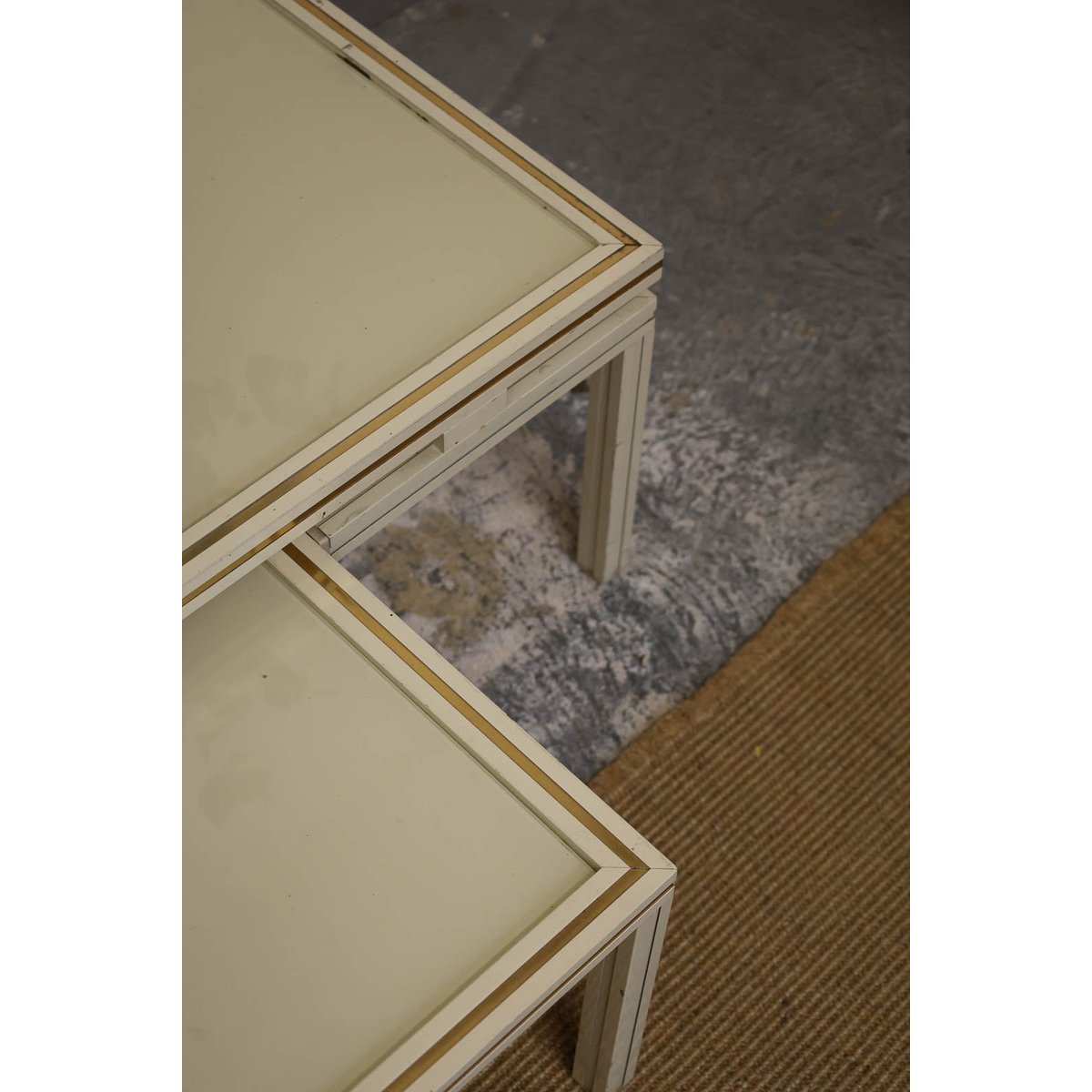 Tables gigognes en pierre et laiton Barbara N°117 - Bon état beige, DEBONGOUT