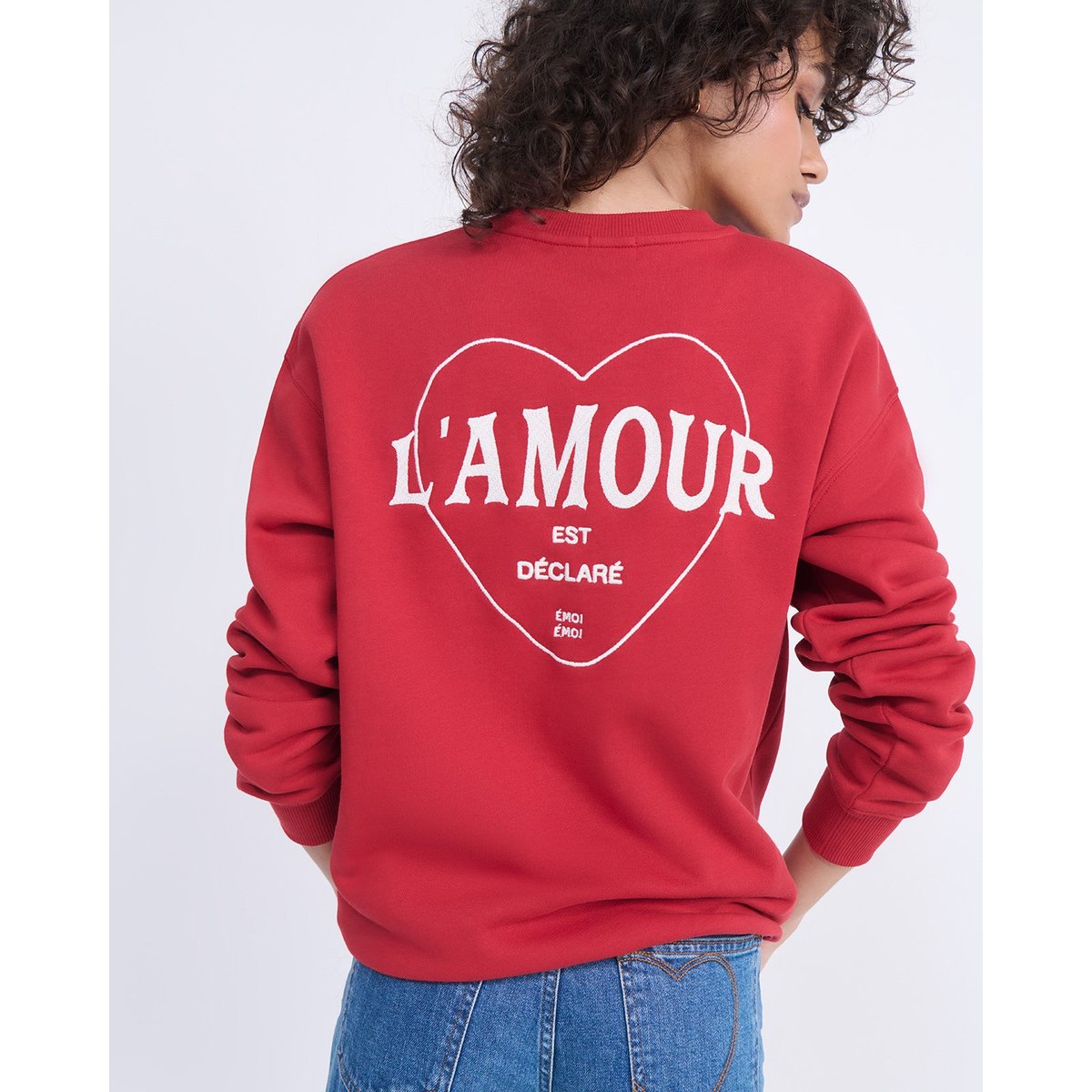 Sweat L'amour est déclaré brodé rouge crimson, EMOI EMOI
